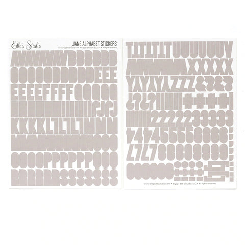 Elle's Studio Jane grey alphabet stickers