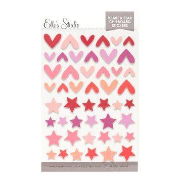 Elle's Studio warm chipboard hearts & stars stickers