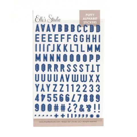 Large Navy Puffy Alphabet Stickers