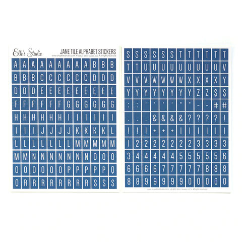 Elle's Studio Jane tile navy alphabet stickers