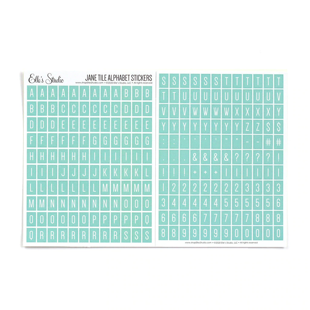 Elle's Studio Jane tile light teal alphabet stickers