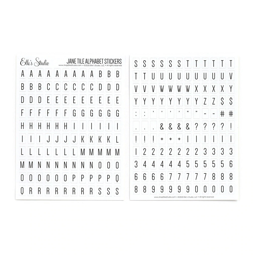 Elle's Studio Jane tile white alphabet stickers