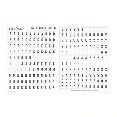Elle's Studio Jane tile white alphabet stickers