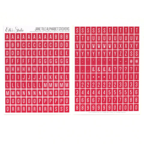 Elle's Studio Jane tile red alphabet stickers