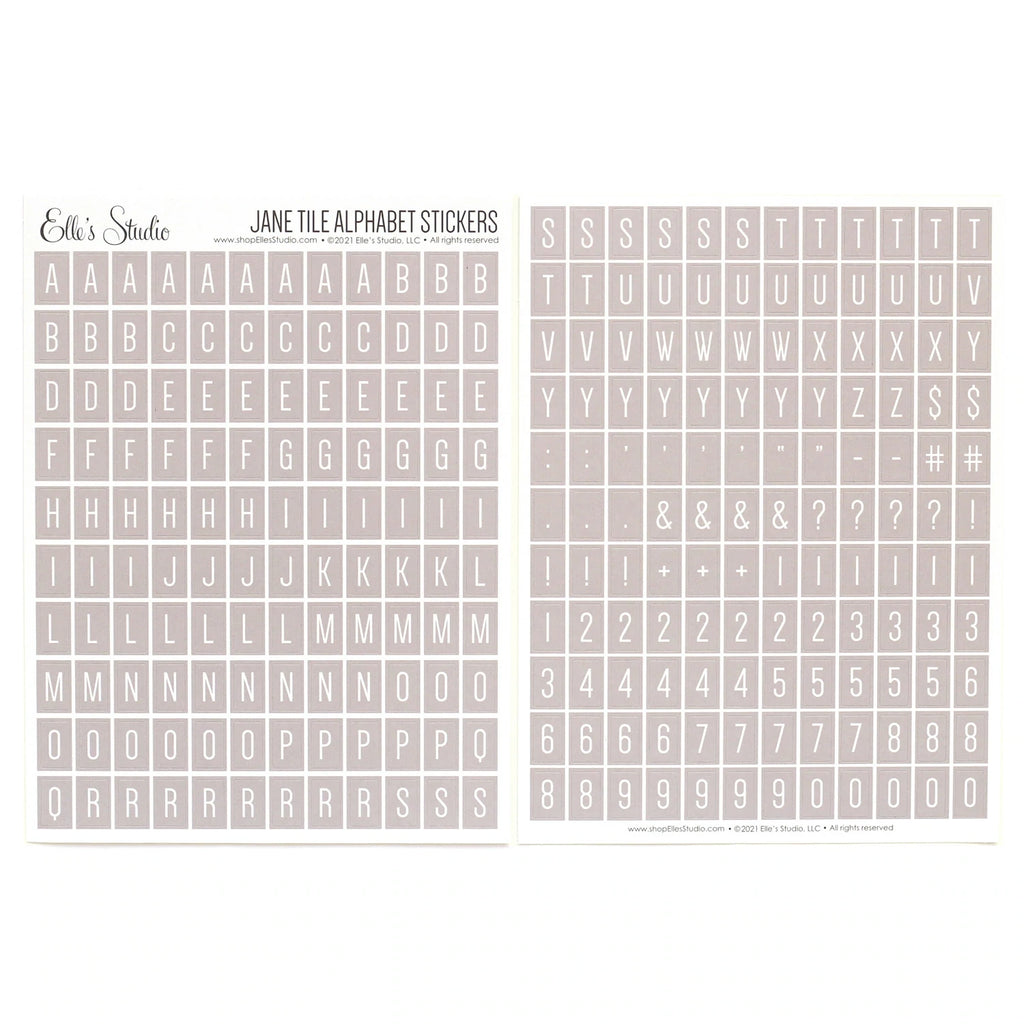 Elle's Studio Jane tile grey alphabet stickers