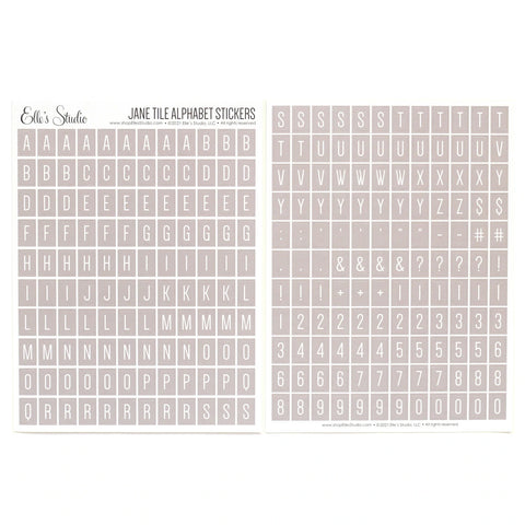 Elle's Studio Jane tile grey alphabet stickers