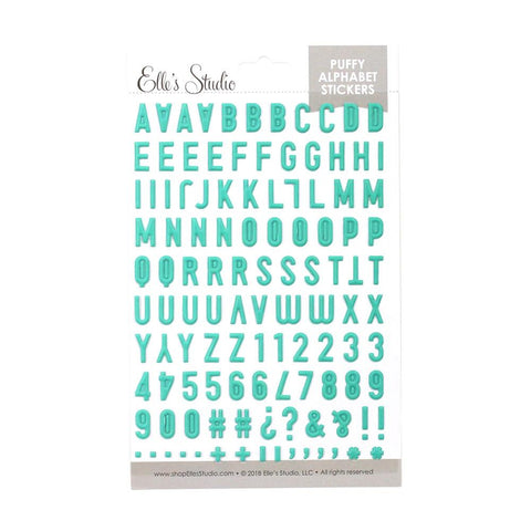 Elle's Studio teal puffy alphabet stickers