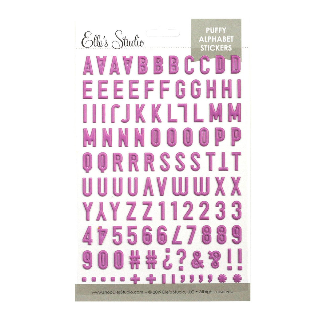 Elle's Studio fuchsia puffy alphabet stickers