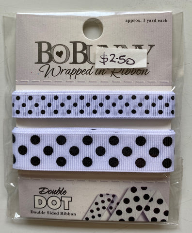 Bo Bunny black dots on white ribbon (approx. 1 yard each)