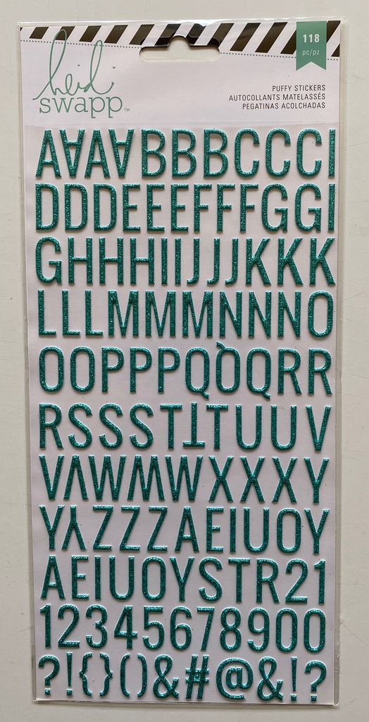 Heidi Swapp puffy teal glitter alphabet stickers