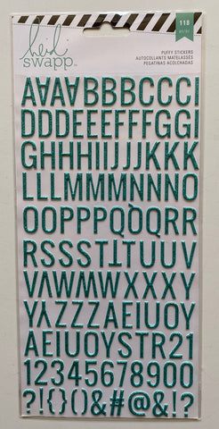Heidi Swapp puffy teal glitter alphabet stickers