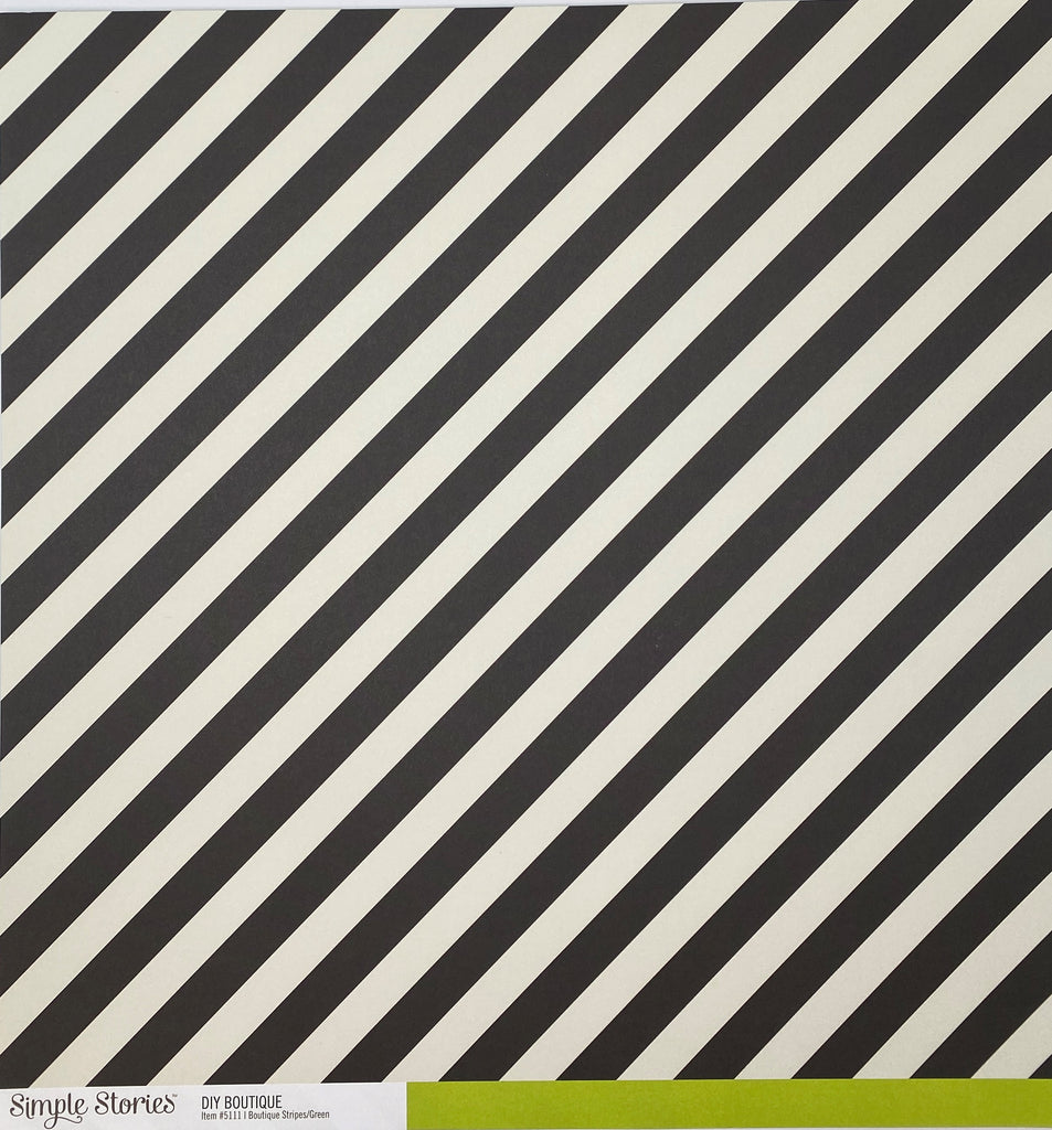Simple Stories DIY Boutique stripes/green ds patterned paper