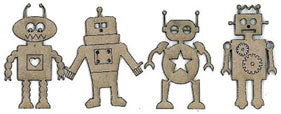 Scrapfx mini chipboard robots (4) 3.5x5 approx.