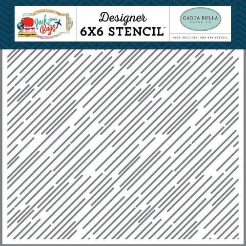 Carta Bella 6x6 Pack your bags destination stripe stencil