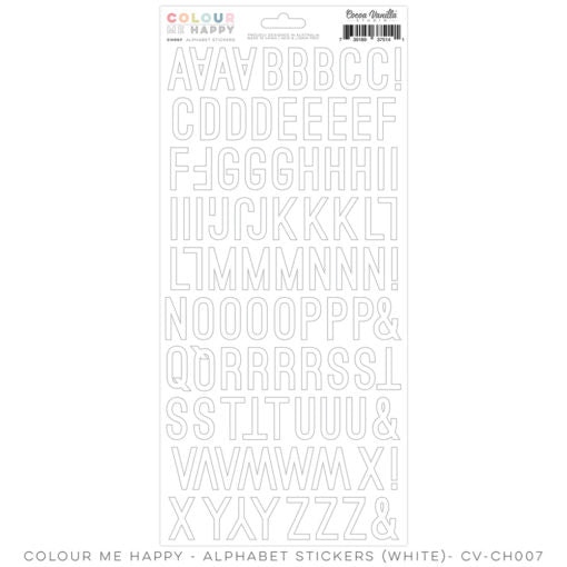 Cocoa Vanilla 'Colour me happy' white cardstock alphabet stickers