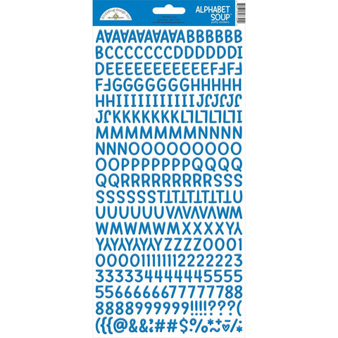 Doodlebug Alphabet Soup blue jean puffy stickers