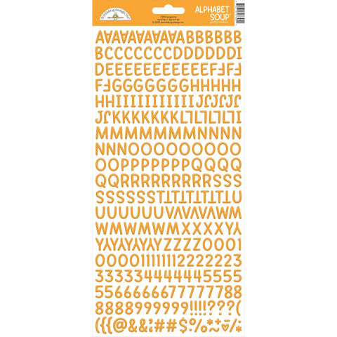 Doodlebug Alphabet Soup tangerine puffy stickers