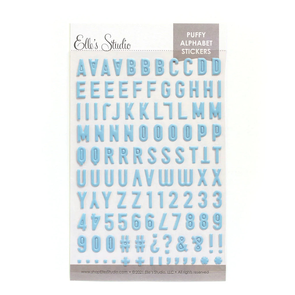 Elle's Studio sky blue puffy alphabet stickers