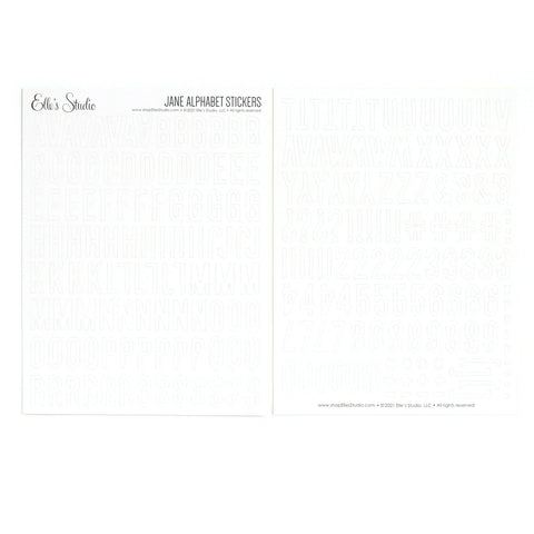 Elle's Studio Jane white alphabet stickers