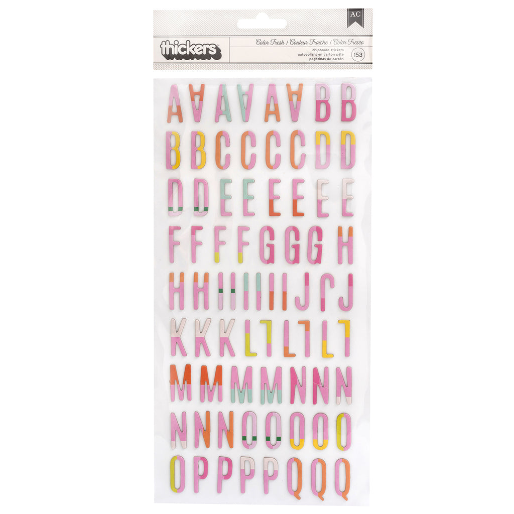 HS 'Colour fresh' chipboard alphabet stickers