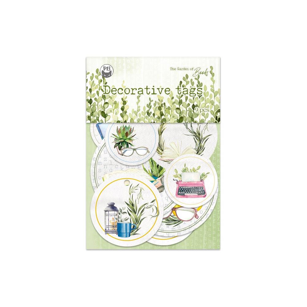 P13 'Garden of books' round tags (9 pieces)
