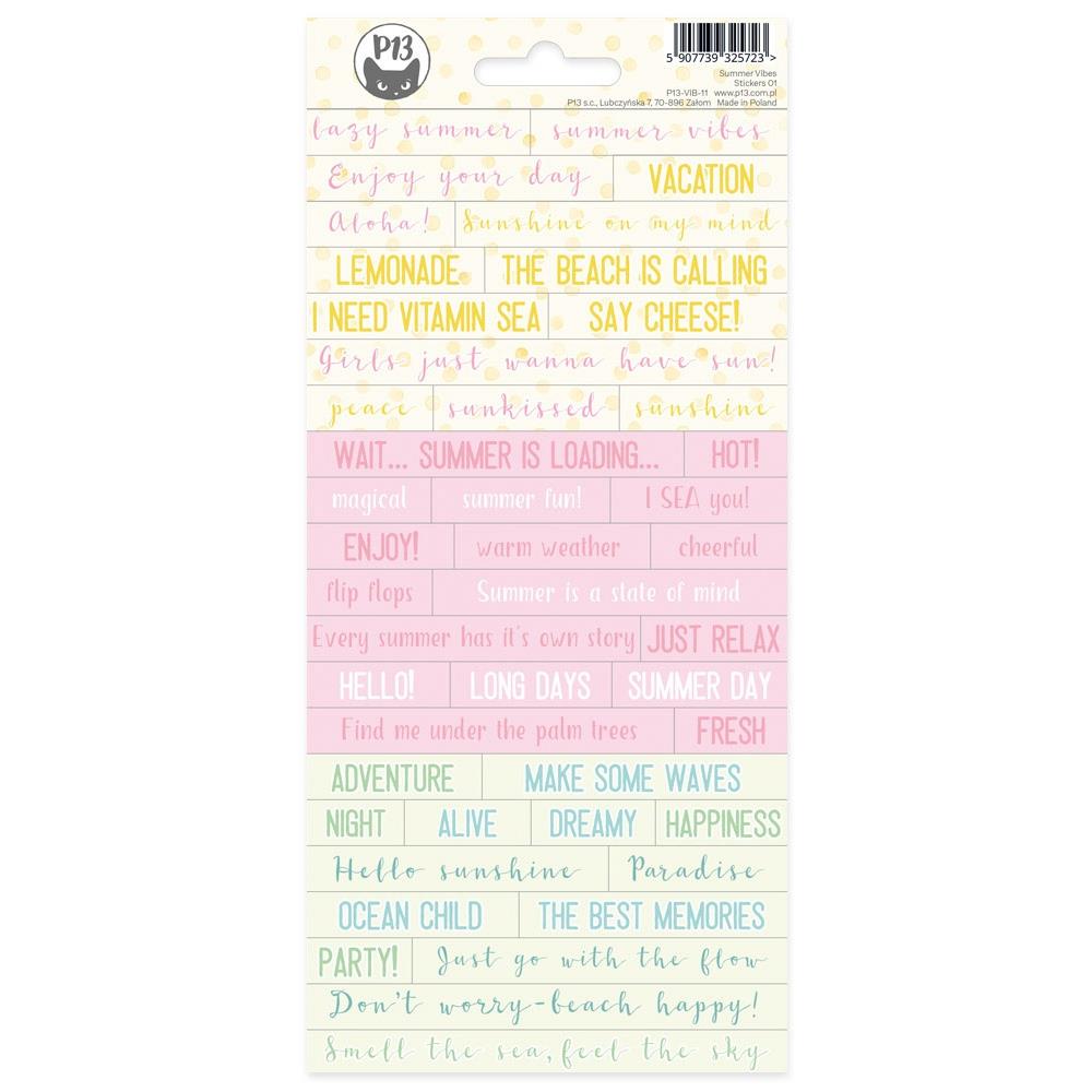 P13 Summer vibes phrase stickers