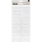 Pebbles 'Live Life Happy' white puffy phrase stickers