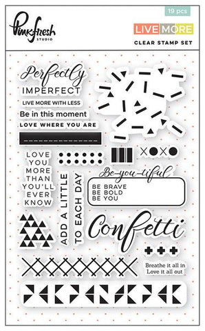 Pink fresh 'Live more' clear stamp set