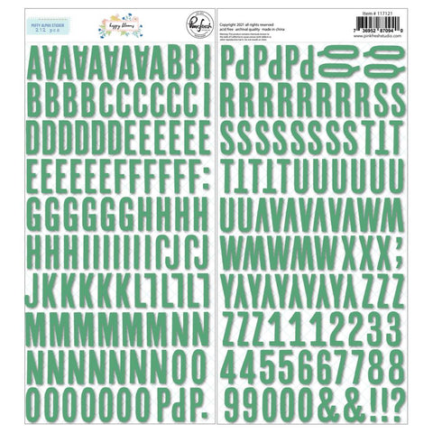 Pink Fresh Studio 'Happy blooms' green puffy alphabet stickers