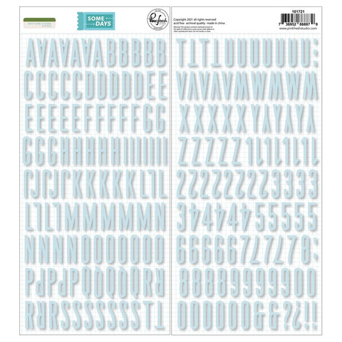 PFS 'Some Days' blue puffy alphabet stickers