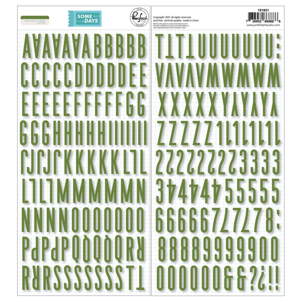 PFS 'Some Days' green puffy alphabet stickers