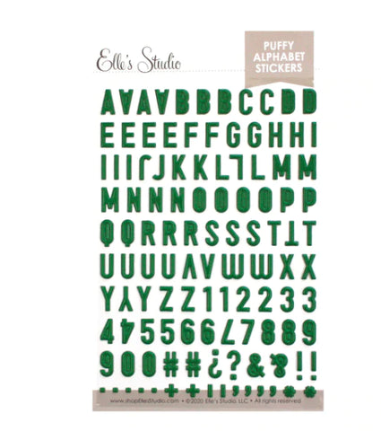 Elle's Studio dark green puffy alphabet stickers