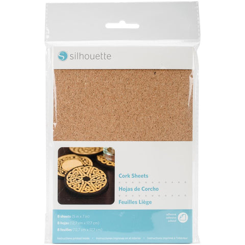 Silhouette adhesive cork sheets