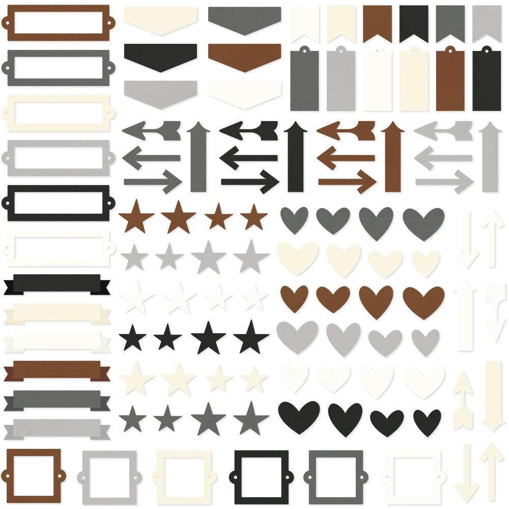 Simple Stories Color Vibe chipboard bits - basics (120 pieces)