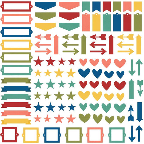 Simple Stories Color Vibe chipboard bits - bolds (120 pieces)
