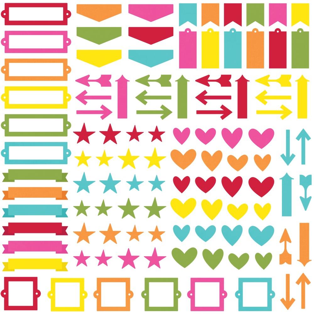 Simple Stories Color Vibe chipboard bits - brights (120 pieces)